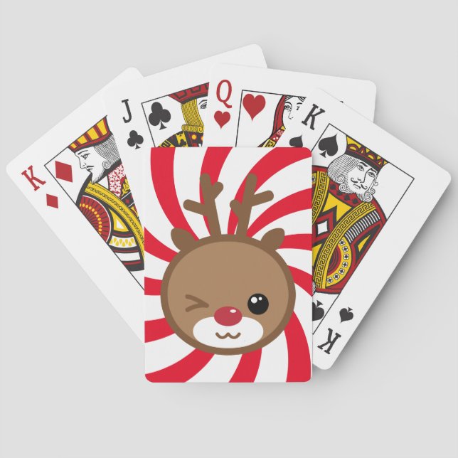 Kawaii Reindeer Playing Cards (Back)