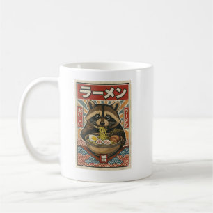 Kawaii Retro Vintage Japanese Slurping Ramen Racco Coffee Mug