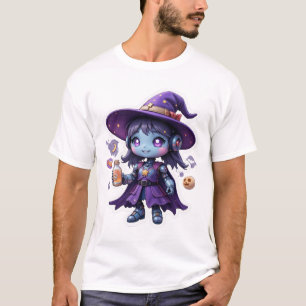  Kawaii Robot Witch Girl Cute Sci-Fi Sorceress Tee