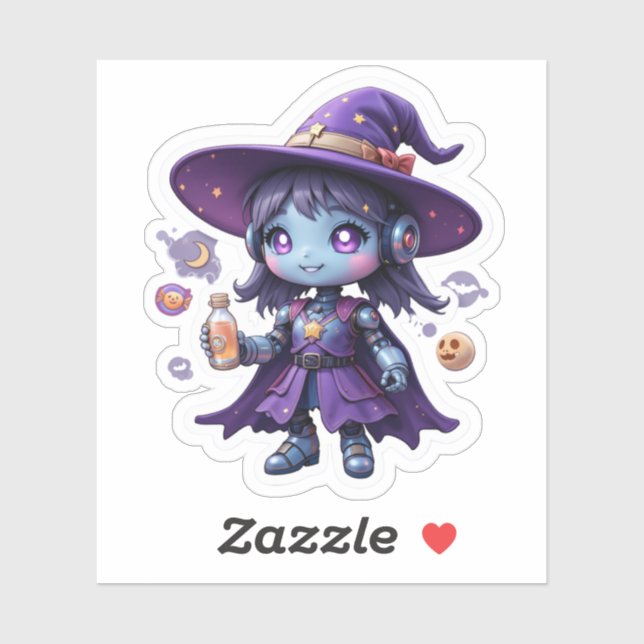 Kawaii Robot Witch Girl Vinyl Cute Tech Sorceress (Sheet)
