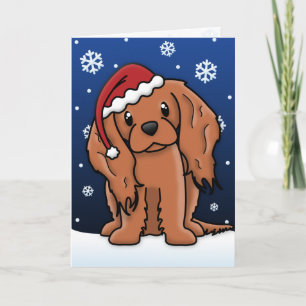 Kawaii Ruby Cavalier Spaniel Christmas Card