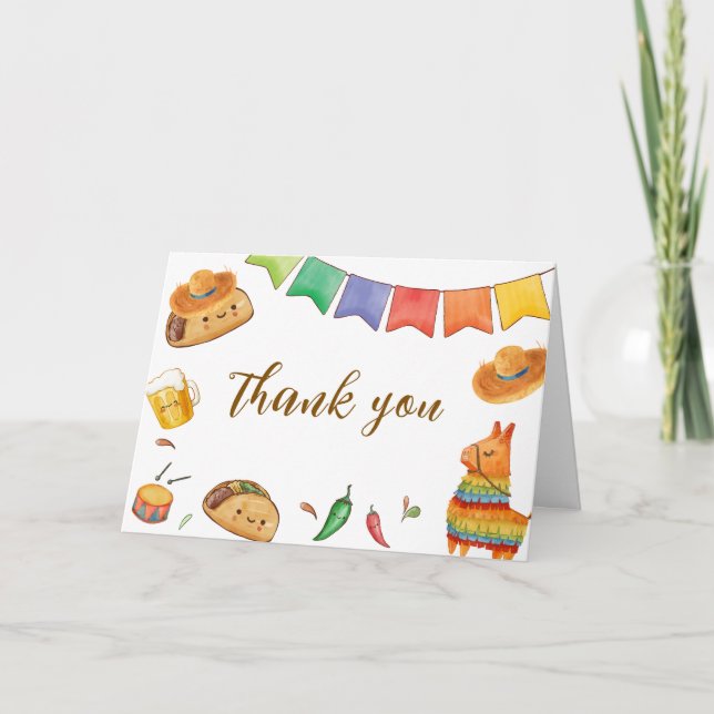 Kawaii Rustic Fiesta Taco 'Bout A Baby Shower  Thank You Card (Front)