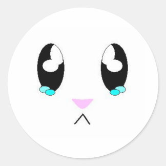 Kawaii Sad Bunny Face Classic Round Sticker