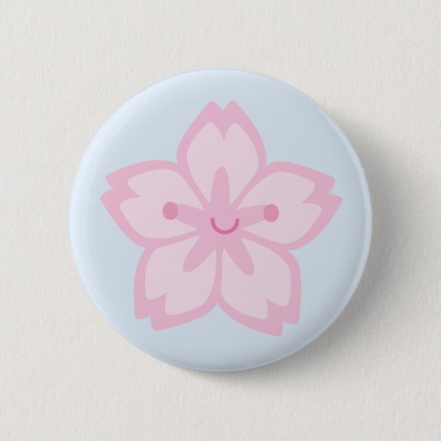 Kawaii Sakura Cherry Blossom Flower 2 Inch Round Button (Front)