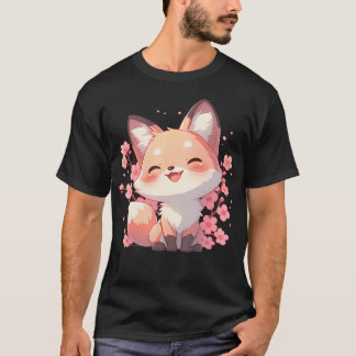 Kawaii Sakura Kitsune Cute Fox Cherry T-Shirt