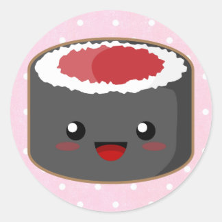 Kawaii Salmon Roll Classic Round Sticker