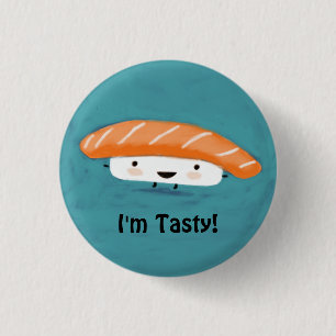 Kawaii Salmon Sashimi 1 Inch Round Button