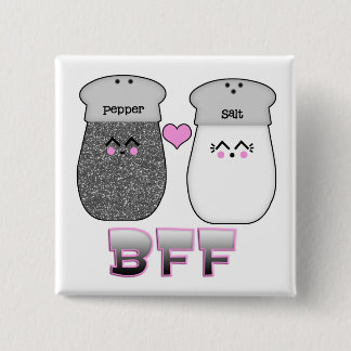 Kawaii Salt n Pepper BFF 2 Inch Square Button