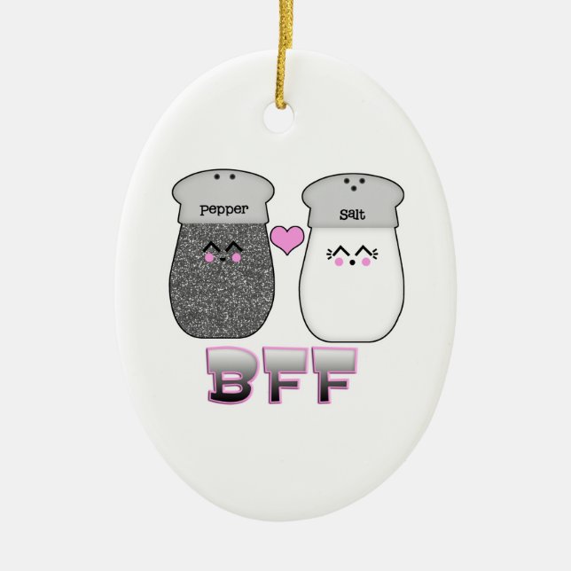 Kawaii Salt n Pepper BFF Ceramic Ornament (Front)