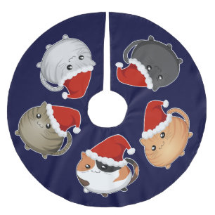 Kawaii Santa cats Brushed Polyester Tree Skirt