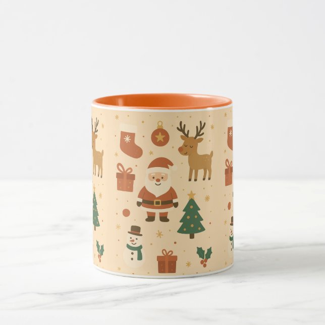 Kawaii Santa & Reindeer – Festive Christmas Mug (Center)