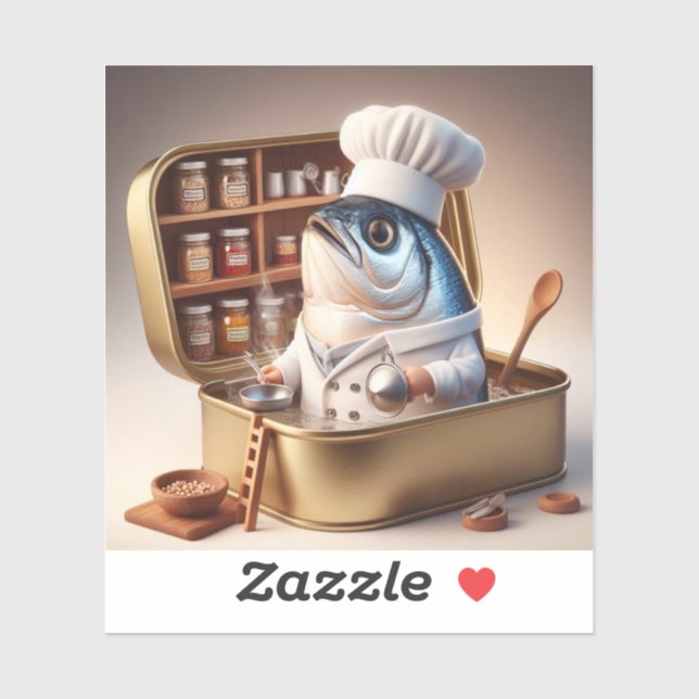  Kawaii Sardine Chef Inside Tiny Kitchen (Sheet)