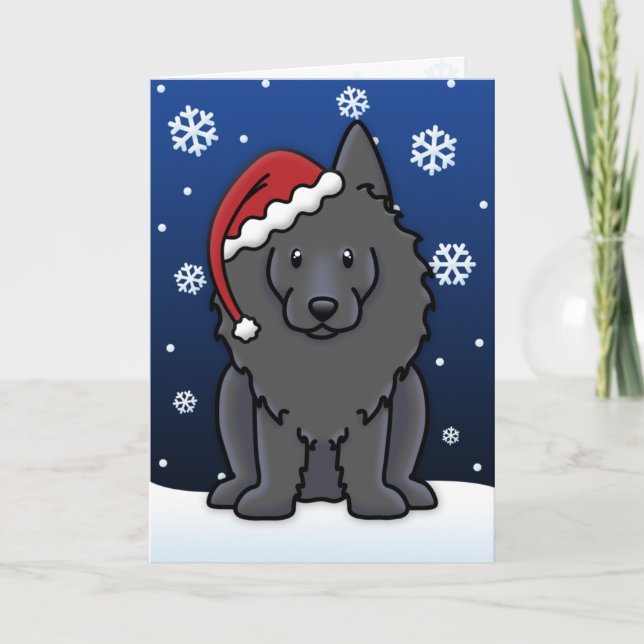 Kawaii Schipperke Christmas Card (Front)