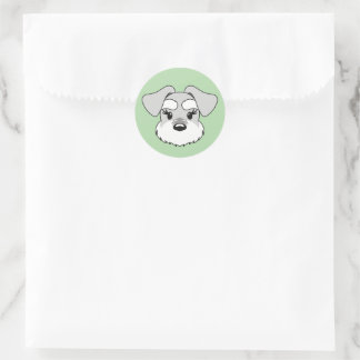Kawaii Schnauzer with Long Eyelashes Classic Round Sticker