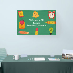 Kawaii School Supplies Teacher Classroom Welcome Banner