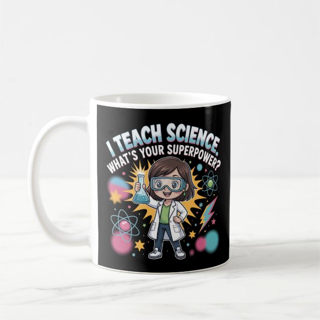 Kawaii Science Teacher – Cute Chibi Superpower Coffee Mug (Left)