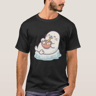 Kawaii Seal Eating Ramen – Cute Arctic Animal  T-Shirt