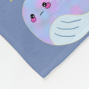 Kawaii Serious Narwhal Fleece Blanket
