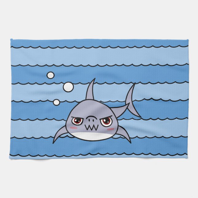 Kawaii Shark Kitchen Towel (Horizontal)