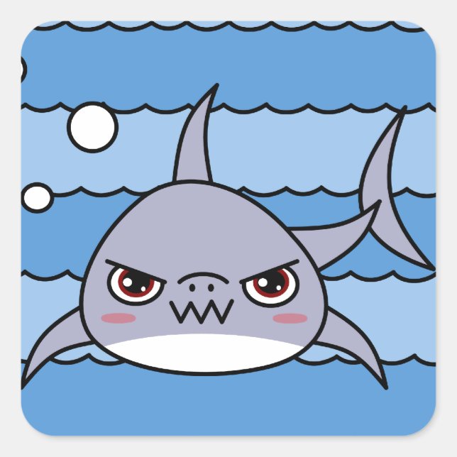 Kawaii Shark Square Sticker (Front)