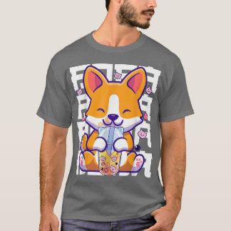 Kawaii Shiba Inu Dog Bubble Tea Boba Anime Gifts T-Shirt