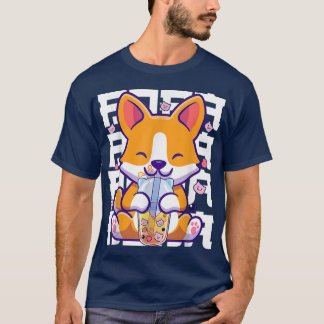 Kawaii Shiba Inu Dog Bubble Tea Boba Anime Gifts  T-Shirt