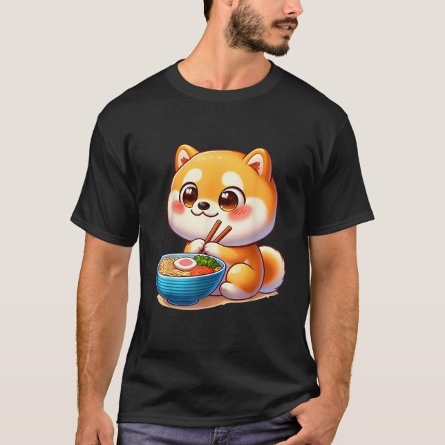 Kawaii Shiba Inu Dog Ramen Noodles  T-Shirt (Front)