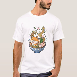 Kawaii Shiba Inu Puppy Bathing in Japanese Ramen N T-Shirt