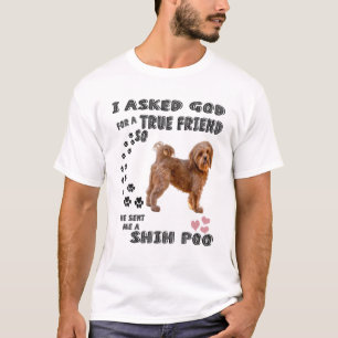 Kawaii Shih Poo Quote Mom, Pooshi Dad Art, Cute Sh T-Shirt