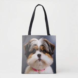 Kawaii Shih Tzu Face with Top Knot – Cute Dog Art Tote Bag