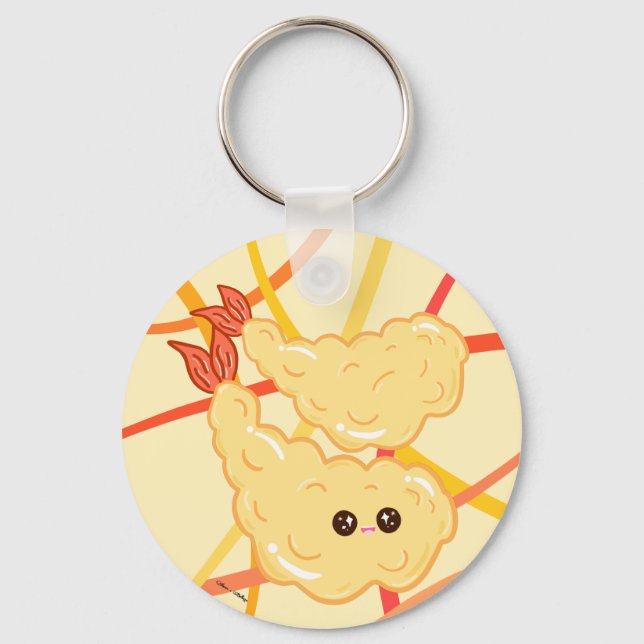 Kawaii Shrimp Tempura Drawing Japanese Cute Keychain (Front)