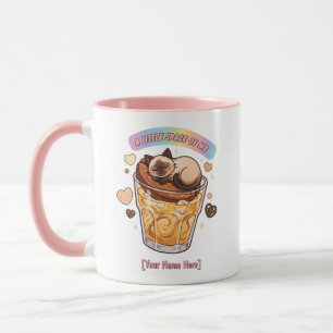 Kawaii Siamese Cat Sleeping on Coffee Aesthetics Mug