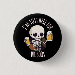 Kawaii Skeleton Halloween Oktoberfest 1 Inch Round Button