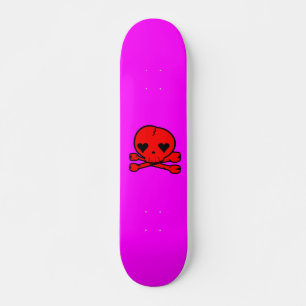 Kawaii Skull Gothic Lolita Pink & Red Skateboard