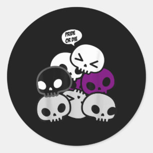 Kawaii Skull Pile Cute Demiual Stuff Pride Or Die Classic Round Sticker