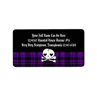 Kawaii Skull & Purple Plaid Label