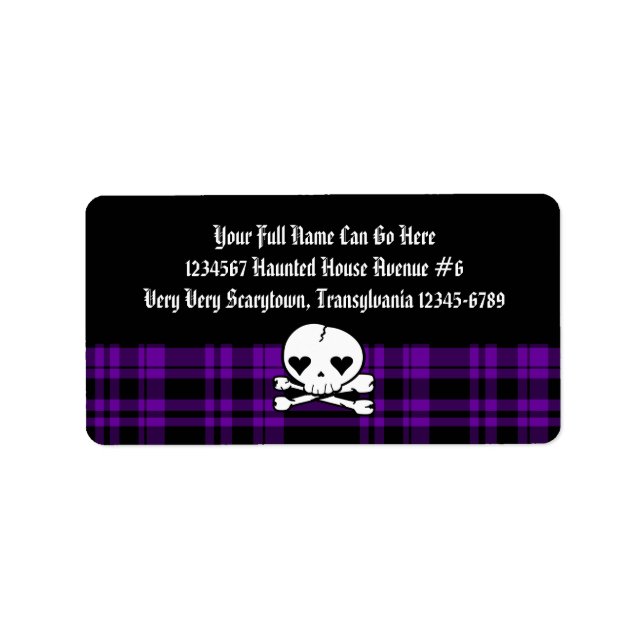 Kawaii Skull & Purple Plaid Label (Front)