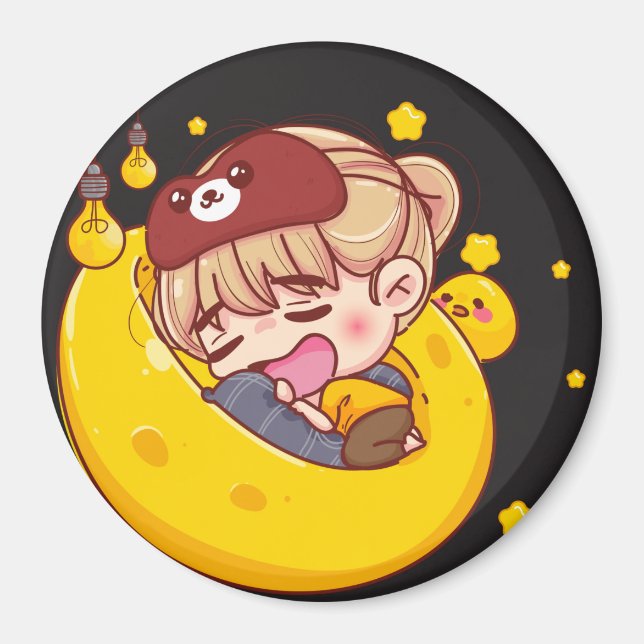 Kawaii Sleeping Girl Magnet (Front)