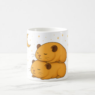 Kawaii sleepy dreamy cozy cartoon hamster moon coffee mug