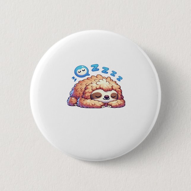 Kawaii Sleepy Sloth Napping Zzz Funny Lazy Animal  2 Inch Round Button (Front)