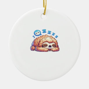Kawaii Sleepy Sloth Napping Zzz Funny Lazy Animal Ceramic Ornament