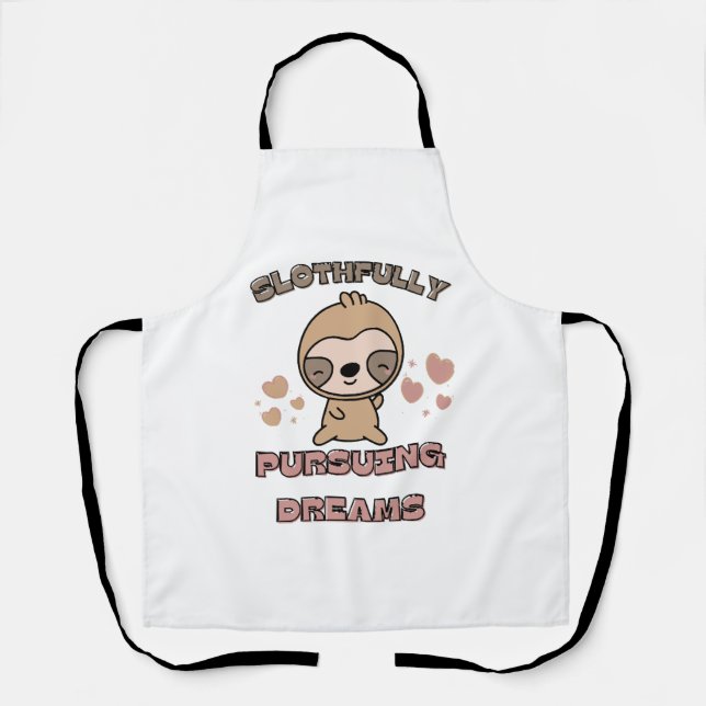 Kawaii Sloth Animal Pun Apron (Front)