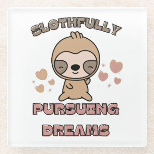 Kawaii Sloth Animal Pun Glass Coaster