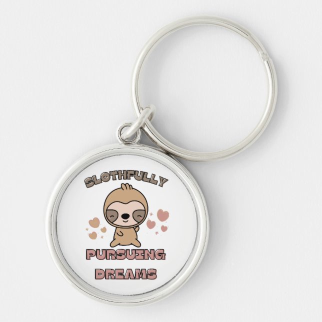 Kawaii Sloth Animal Pun Keychain (Front)