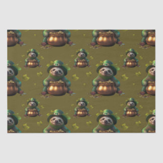 Kawaii sloth. Funny Irish Leprechaun. Saint Patric Tissue Paper