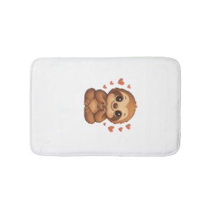 Kawaii Sloth Hearts Cute Sloth Lover Long Sleeve T Bath Mat