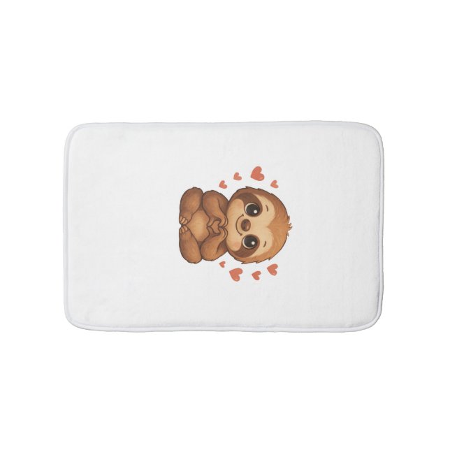 Kawaii Sloth Hearts Cute Sloth Lover Long Sleeve T Bath Mat (Front)