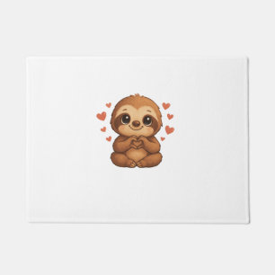 Kawaii Sloth Hearts Cute Sloth Lover Long Sleeve T Doormat
