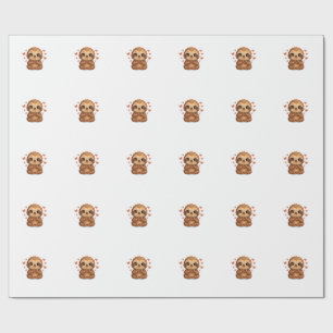 Kawaii Sloth Hearts Cute Sloth Lover Long Sleeve T Wrapping Paper