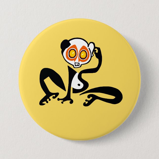  Kawaii - Slow LORIS-Wildlife - Nature- Yellow 3 Inch Round Button (Front)